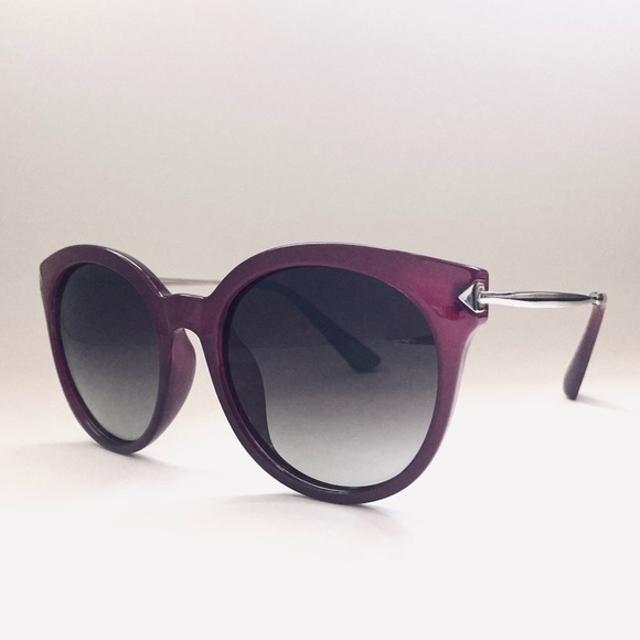 NWOT CAXMAN ROUND CAT-EYE RETRO STYLE HD POLARIZED SUNGLASSES | BURGUNDY/BLACK - Picture 6 of 16